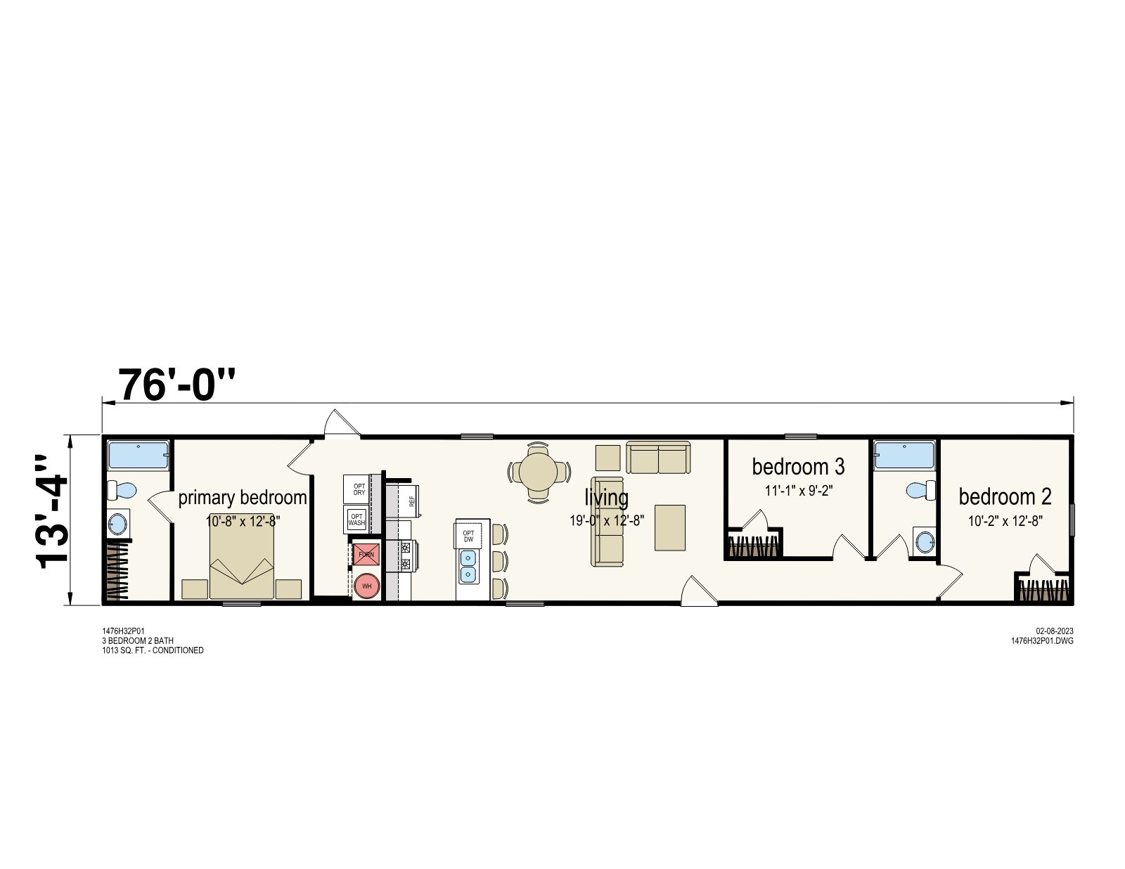 Click to enlarge Prime 1476H32P01 Single Wide — floor plan