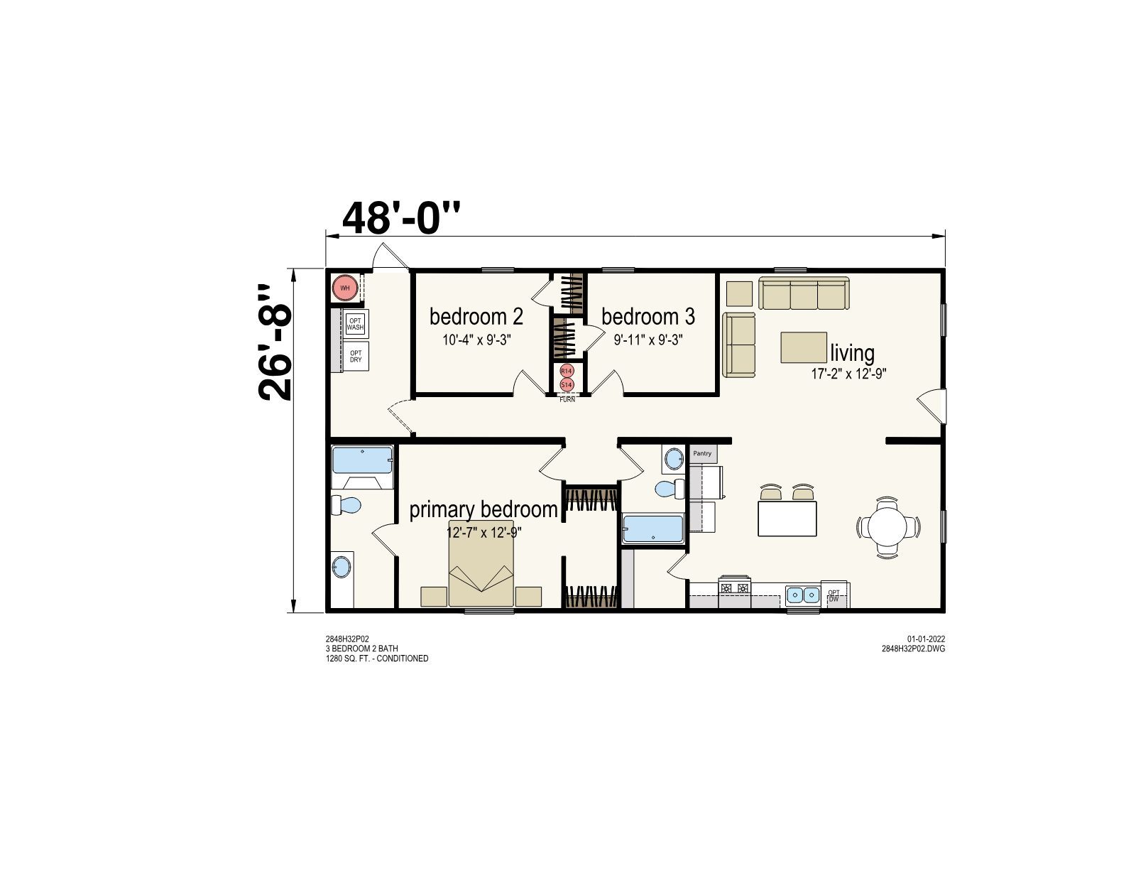 Click to enlarge Prime 2848H32P02 Multi-Section — floor plan